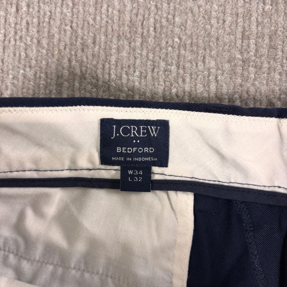 J. Crew Bedford Navy Blue Cotton Dress Pants Men's Size 34x31 EUC - Picture 4 of 9